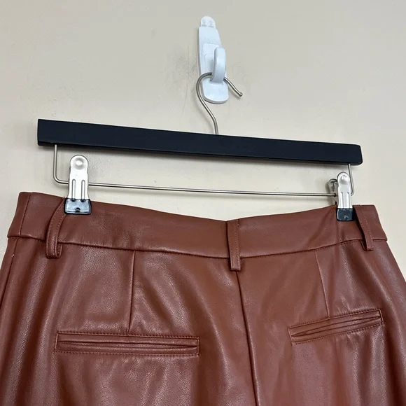 High-Waist Faux Leather Bermuda Shorts in Brown - Picture 11 of 11